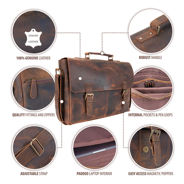 Leather Messenger Bag features