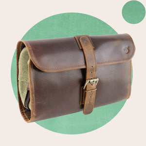 Hanging Leather Toiletry Bag - Moonster Leather
