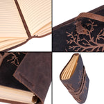 genuine leather tree of life journal from different angles