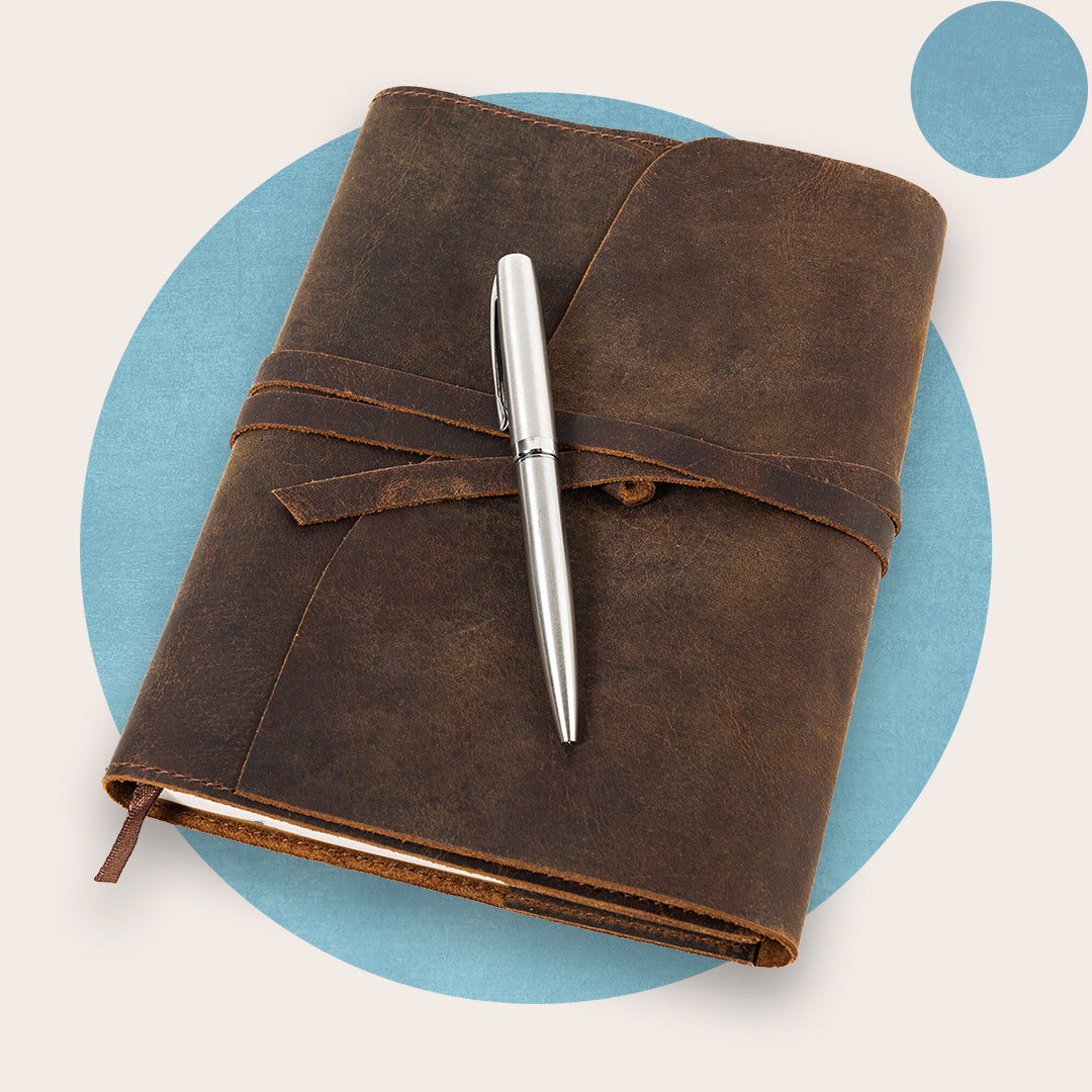 Refillable Leather Journal (Lined Paper) - Genuine Leather by