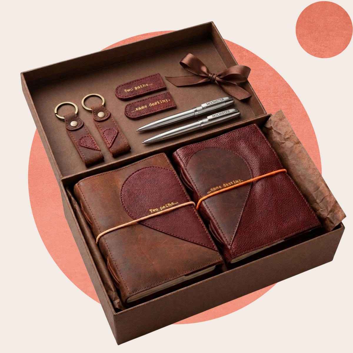 Couples Gift Set - Matching Leather Journals for Couples
