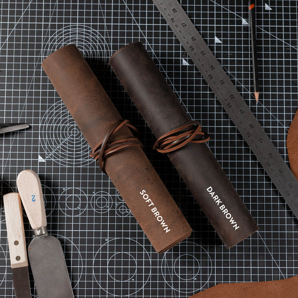 leather craft bundle in soft brown and dark brown