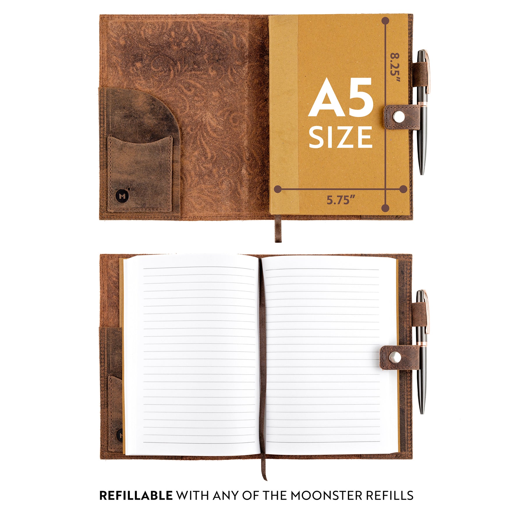 refillable lined journal A5 size