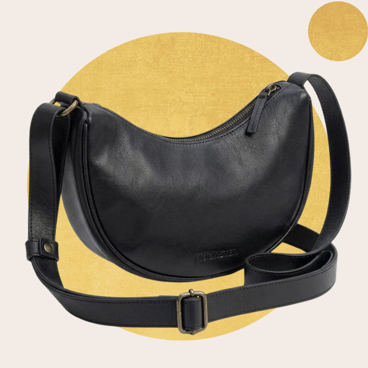 Leather Half Moon Crossbody Bag