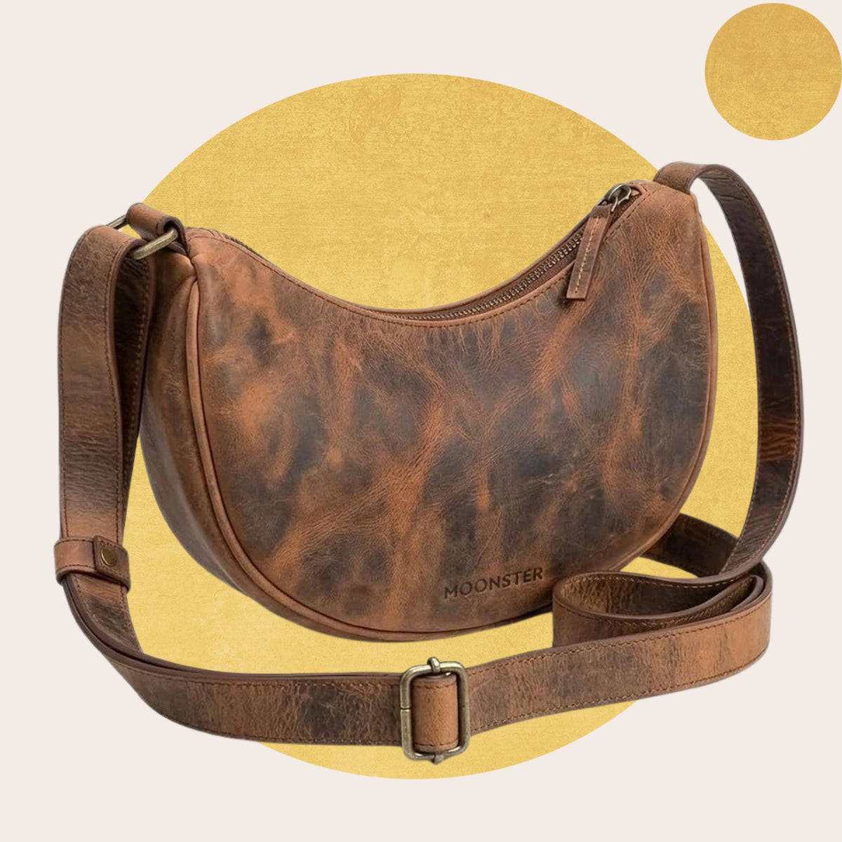 Leather Half Moon Crossbody Bag