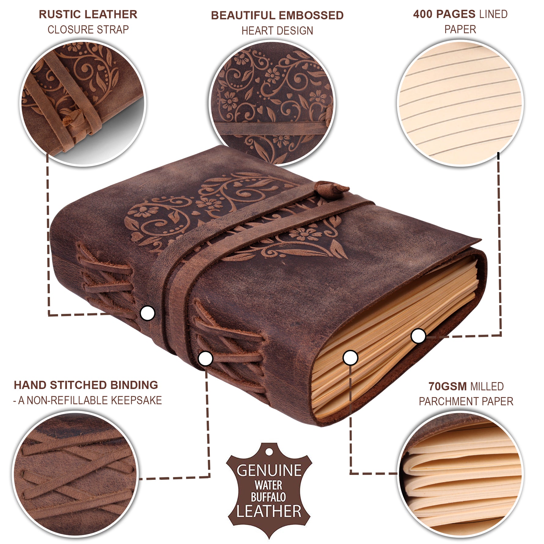 heart journal made of genuine leather by Moonster