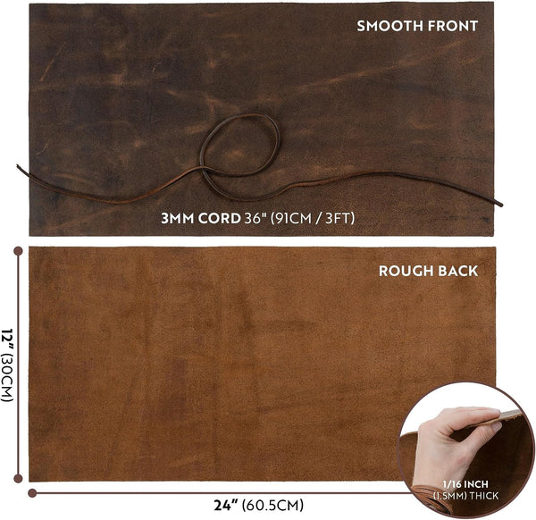 smooth front and rough back of the leather craft bundle