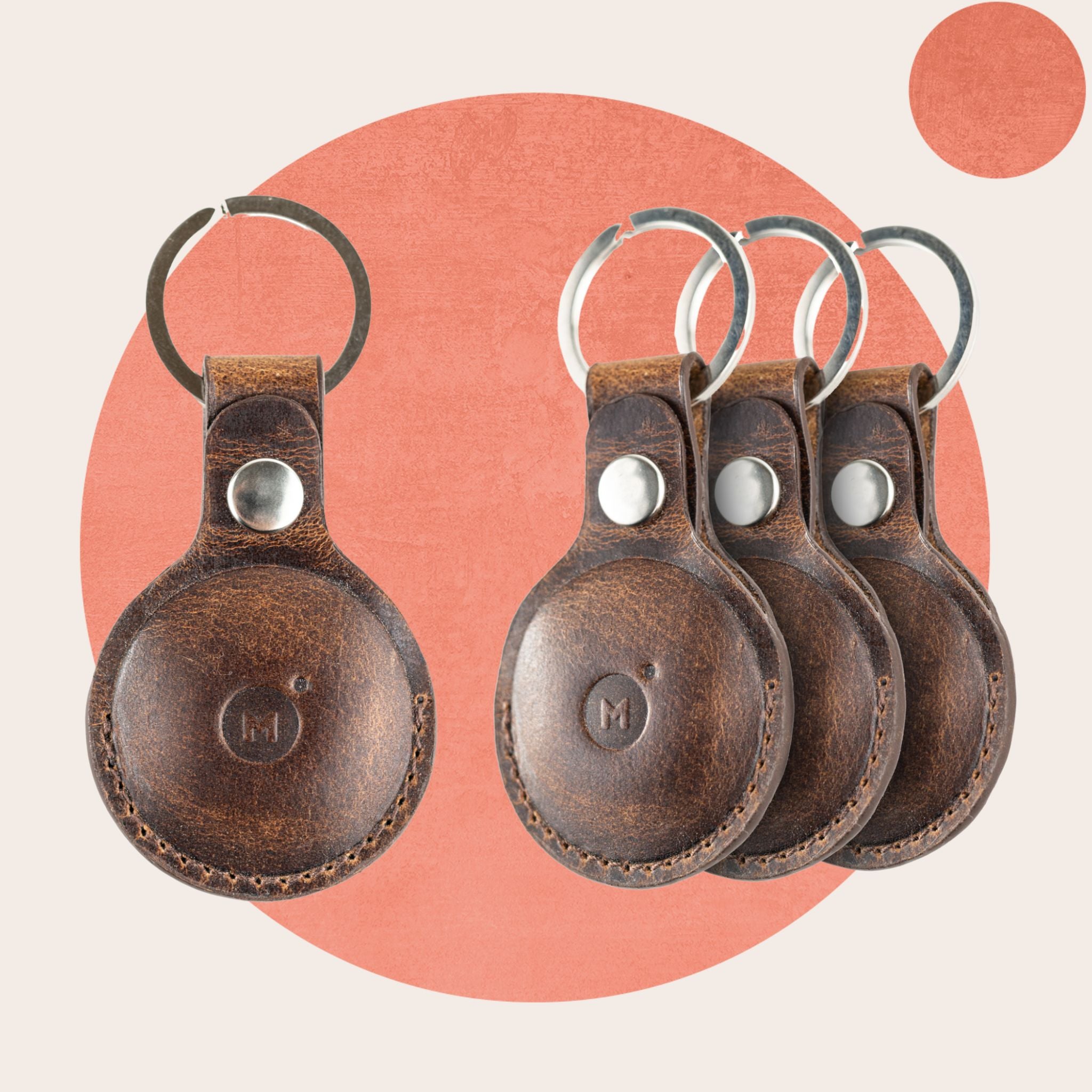 AirTagHolderLeatherKeychain4-Pack