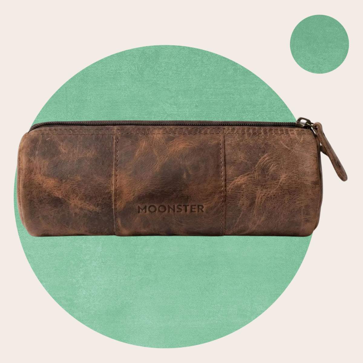 Leather Round Pen Case with Ruler