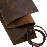 a leather sheet, a wide leather cord