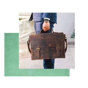 moonster Leather Messenger Bag for Men, Rustic Messenger Bag for Women –  Handmade Full Grain Distressed Buffalo Leather – 16 Inch Laptop Bag with