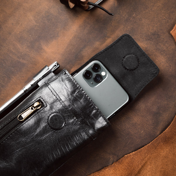 Phone in a Leather Phone Holster by Moonster