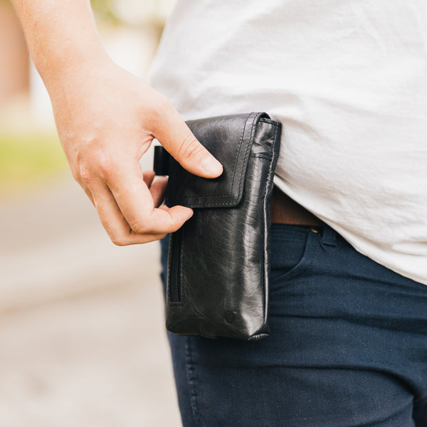 Leather Phone Holster on a belt