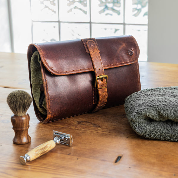Leather Hanging Toiletry Bag