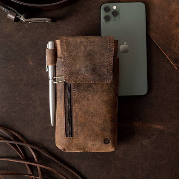 Brown Leather Phone Holster - Moonster