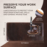 brown leather desk pad set and pen with dimensions by Moonster