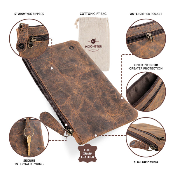 Dimensions of the dark brown leather pencil case