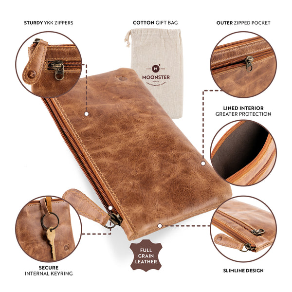 Dimensions of the light brown leather pencil case