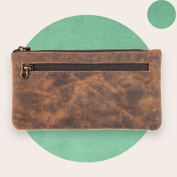 thumbnail image 2 of Traditional Soft Leather Pencil Case / Makeup Pouch / Clutch Purse – 20cm X 10cm – Made In UK 2 of 6