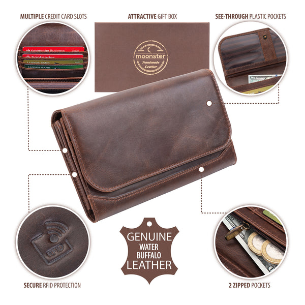 Brown Leather Women's Wallet features