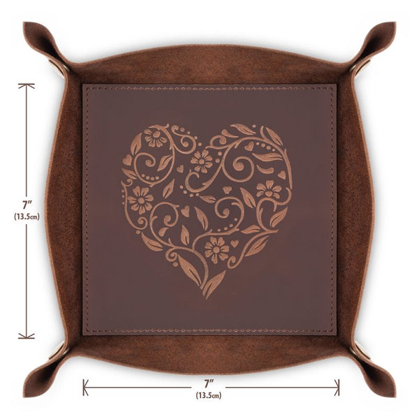 Leather Heart Valet Tray - dimensions