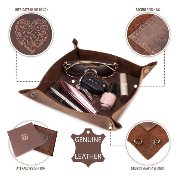 Leather Heart Valet Tray features