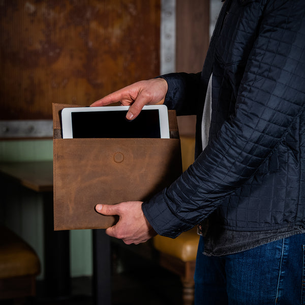 Man holding a Leather iPad Case