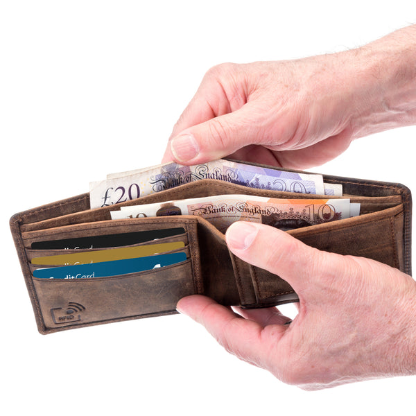 Card Wallet Fine Leather Coin Pocket Travel Wallet Mens 