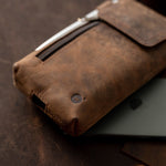 Leather Phone Holster on the desk