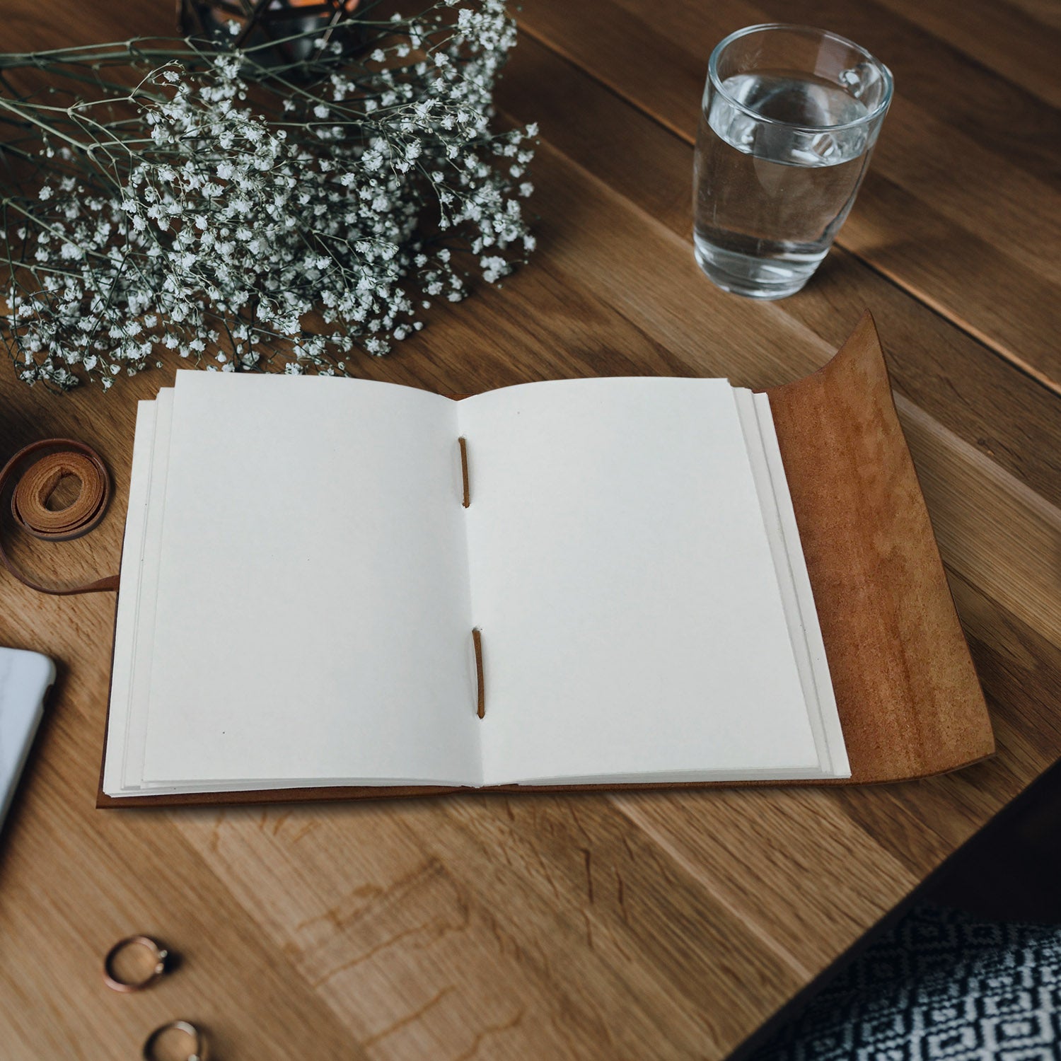 Leather Heart Journal on the desk