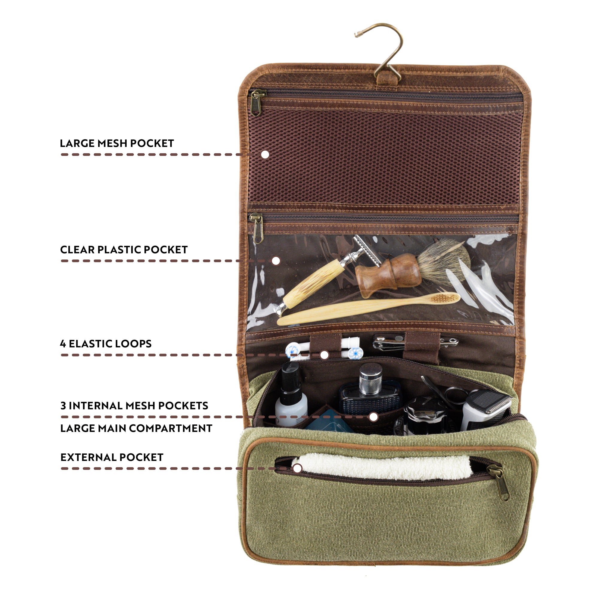 Leather Hanging Toiletry Bag - Genuine Leather by Moonster Leather ...