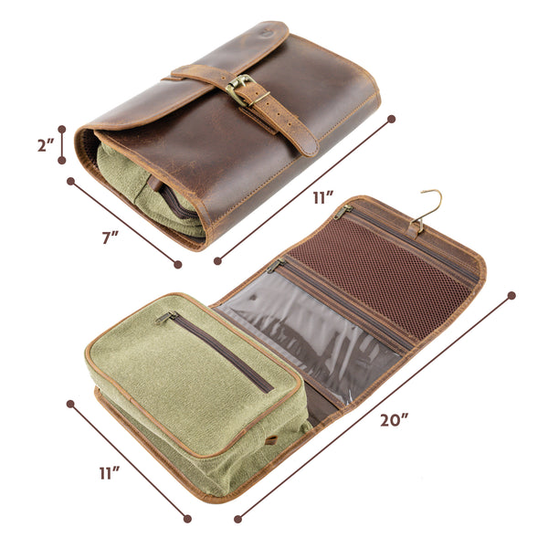 Leather Hanging Toiletry Bag - Genuine Leather by Moonster Leather –  Moonster Leather Products