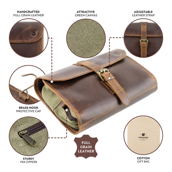 Leather Hanging Toiletry Bag 