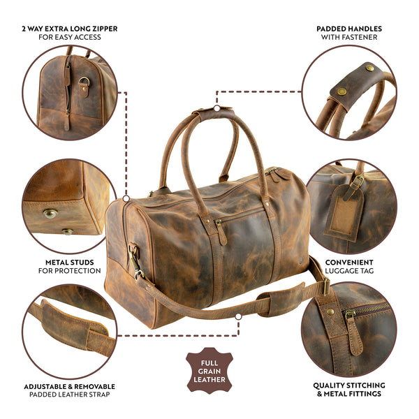 Leather Duffle Bag - Premium Quality by Moonster Leather Products